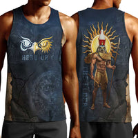 Heru-Ur Falcon Eyes Men Tank Top Solar Disk Ancient Egyptian Mythology in Dark Stone
