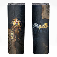 Heru-Ur Falcon Eyes Skinny Tumbler Solar Disk Ancient Egyptian Mythology in Dark Stone