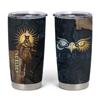 Heru-Ur Falcon Eyes Tumbler Cup Solar Disk Ancient Egyptian Mythology in Dark Stone