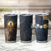 Heru-Ur Falcon Eyes Tumbler Cup Solar Disk Ancient Egyptian Mythology in Dark Stone