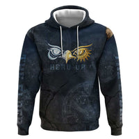 Heru-Ur Falcon Eyes Zip Hoodie Solar Disk Ancient Egyptian Mythology in Dark Stone