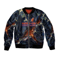 Heru-Ur Bomber Jacket Flaming Wings and Sword Ancient Egyptian Warrior