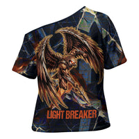 Heru-Ur Cross Shoulder Shirt Flaming Wings and Sword Ancient Egyptian Warrior