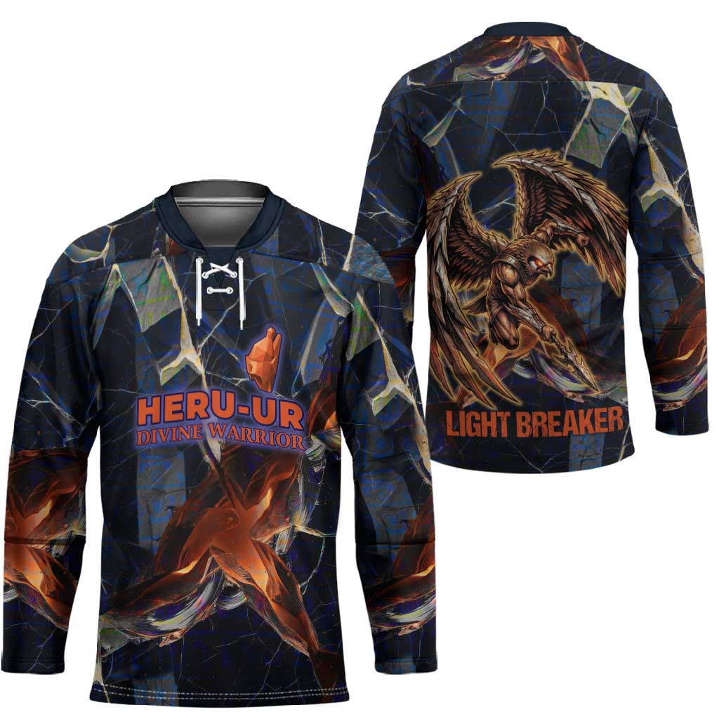 Heru-Ur Hockey Jersey Flaming Wings and Sword Ancient Egyptian Warrior