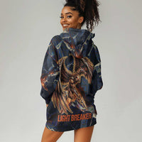 Heru-Ur Hoodie Dress Flaming Wings and Sword Ancient Egyptian Warrior