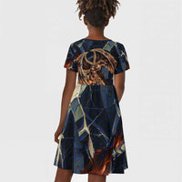 Heru-Ur Kid Short Sleeve Dress Flaming Wings and Sword Ancient Egyptian Warrior