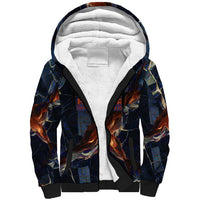 Heru-Ur Sherpa Hoodie Flaming Wings and Sword Ancient Egyptian Warrior