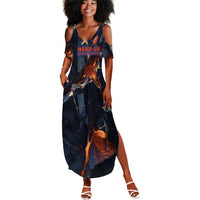 Heru-Ur Summer Maxi Dress Flaming Wings and Sword Ancient Egyptian Warrior