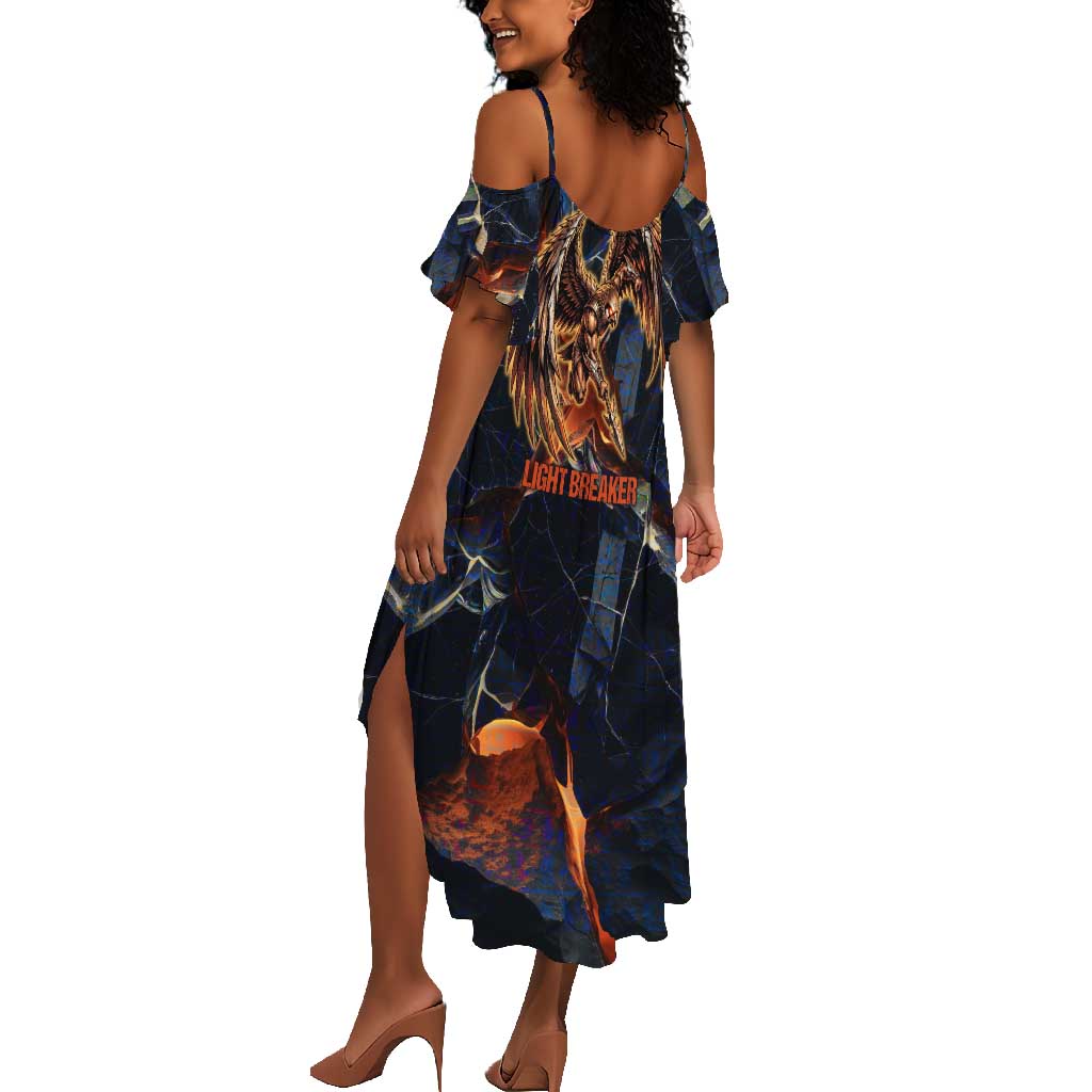 Heru-Ur Summer Maxi Dress Flaming Wings and Sword Ancient Egyptian Warrior