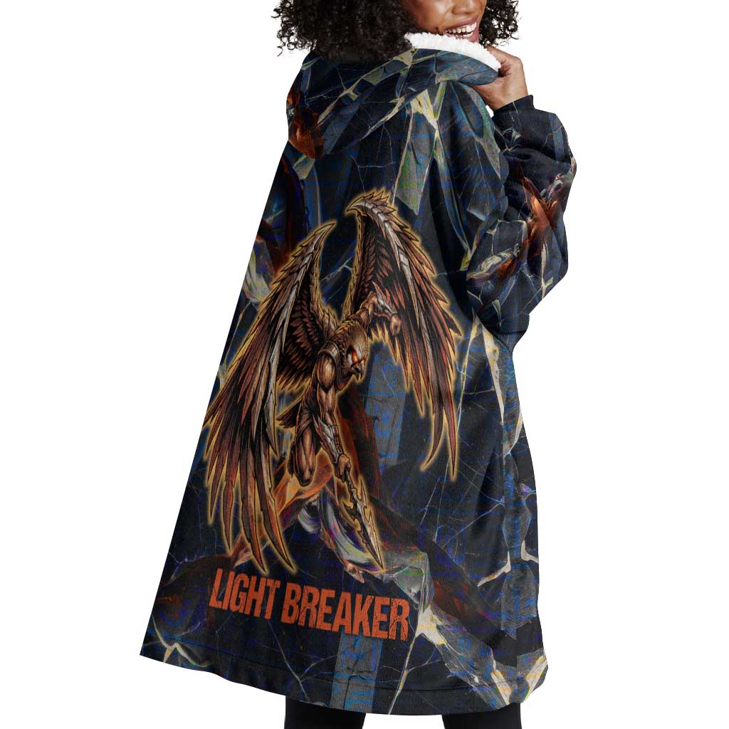 Heru-Ur Wearable Blanket Hoodie Flaming Wings and Sword Ancient Egyptian Warrior