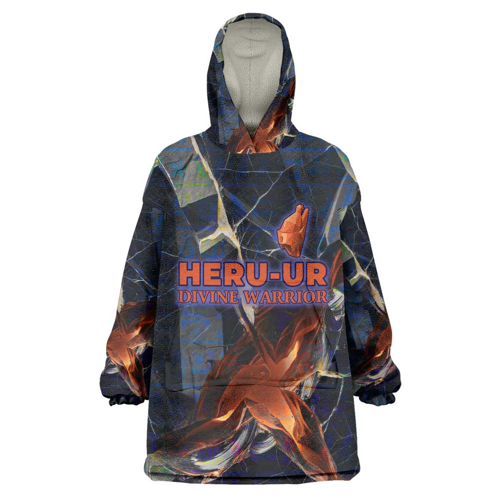 Heru-Ur Wearable Blanket Hoodie Flaming Wings and Sword Ancient Egyptian Warrior