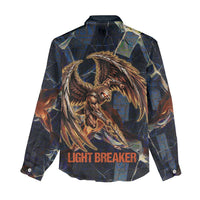Heru-Ur Women Casual Shirt Flaming Wings and Sword Ancient Egyptian Warrior