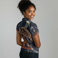 Heru-Ur Women Polo Shirt Flaming Wings and Sword Ancient Egyptian Warrior