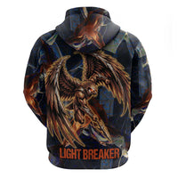 Heru-Ur Zip Hoodie Flaming Wings and Sword Ancient Egyptian Warrior