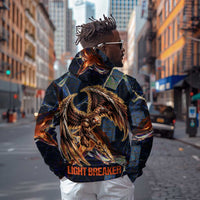 Heru-Ur Zip Hoodie Flaming Wings and Sword Ancient Egyptian Warrior