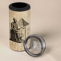 Imhotep 4 in 1 Can Cooler Tumbler Pyramid Blueprints Ancient Egyptian Architecture and Priest