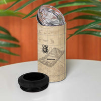 Imhotep 4 in 1 Can Cooler Tumbler Pyramid Blueprints Ancient Egyptian Architecture and Priest