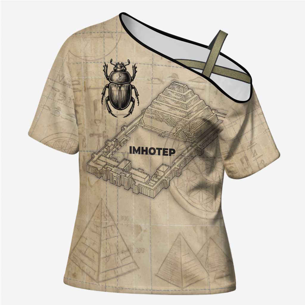 Imhotep Cross Shoulder Shirt Pyramid Blueprints Ancient Egyptian Architecture and Priest