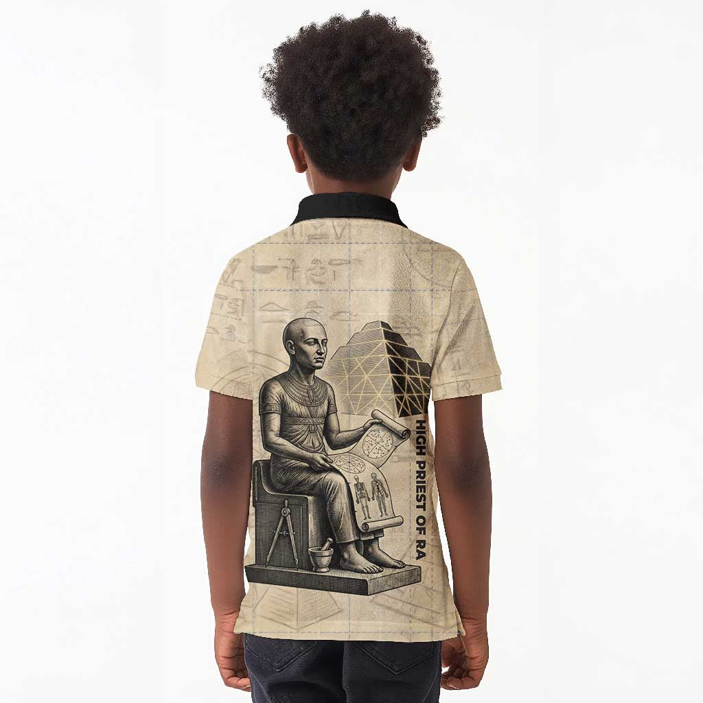 Imhotep Kid Polo Shirt Pyramid Blueprints Ancient Egyptian Architecture and Priest