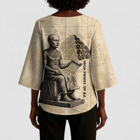 Imhotep Kimono Sleeve Blouse Pyramid Blueprints Ancient Egyptian Architecture and Priest