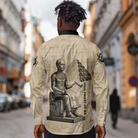 Imhotep Long Sleeve Button Shirt Pyramid Blueprints Ancient Egyptian Architecture and Priest
