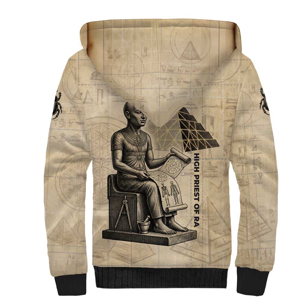Imhotep Sherpa Hoodie Pyramid Blueprints Ancient Egyptian Architecture and Priest