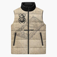 Imhotep Sleeveless Puffer Jacket Pyramid Blueprints Ancient Egyptian Architecture and Priest