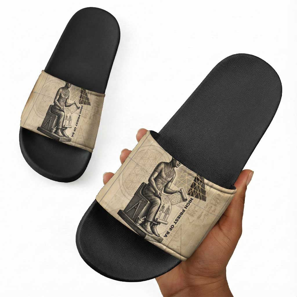 Imhotep Slide Sandals Pyramid Blueprints Ancient Egyptian Architecture and Priest