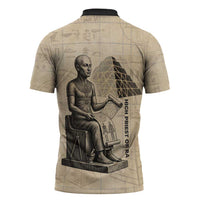 Imhotep Zipper Polo Shirt Pyramid Blueprints Ancient Egyptian Architecture and Priest