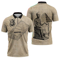 Imhotep Zipper Polo Shirt Pyramid Blueprints Ancient Egyptian Architecture and Priest