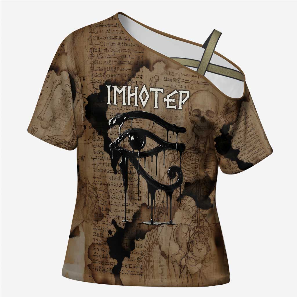 Imhotep Eye of Horus Cross Shoulder Shirt Papyrus Scrolls Ancient Egyptian Medicine
