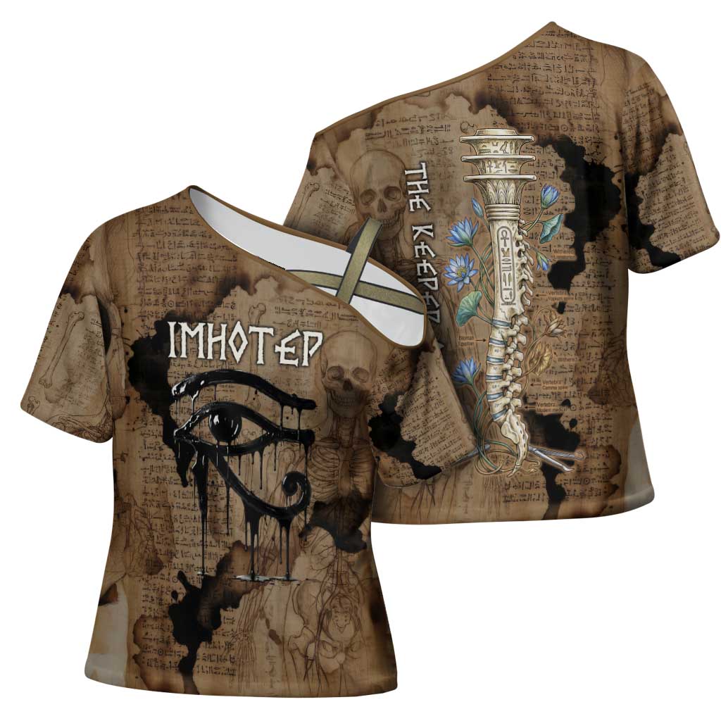 Imhotep Eye of Horus Cross Shoulder Shirt Papyrus Scrolls Ancient Egyptian Medicine