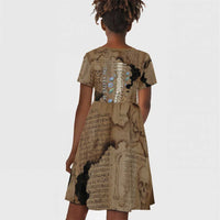 Imhotep Eye of Horus Kid Short Sleeve Dress Papyrus Scrolls Ancient Egyptian Medicine