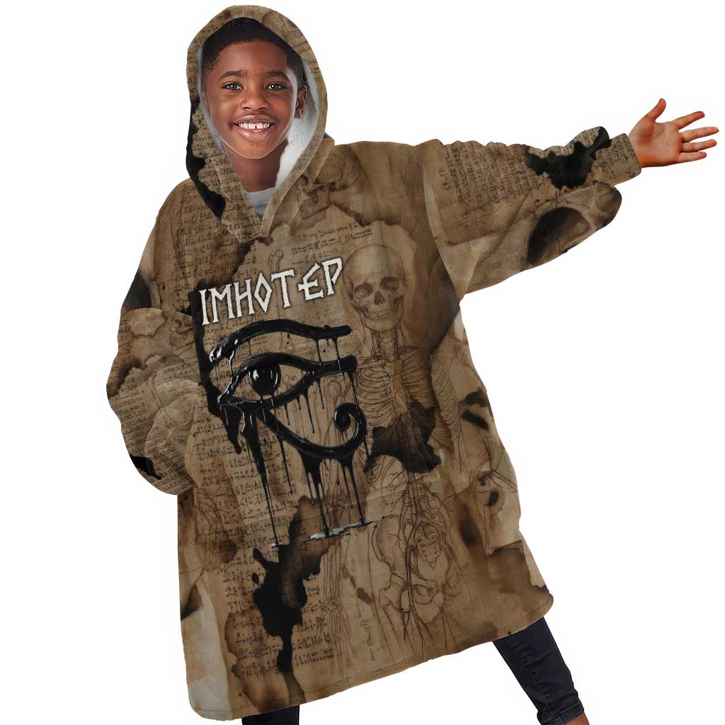 Imhotep Eye of Horus Kid Wearable Blanket Hoodie Papyrus Scrolls Ancient Egyptian Medicine