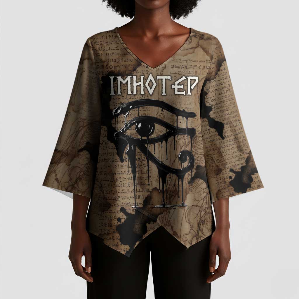 Imhotep Eye of Horus Kimono Sleeve Blouse Papyrus Scrolls Ancient Egyptian Medicine