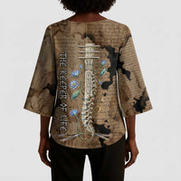 Imhotep Eye of Horus Kimono Sleeve Blouse Papyrus Scrolls Ancient Egyptian Medicine