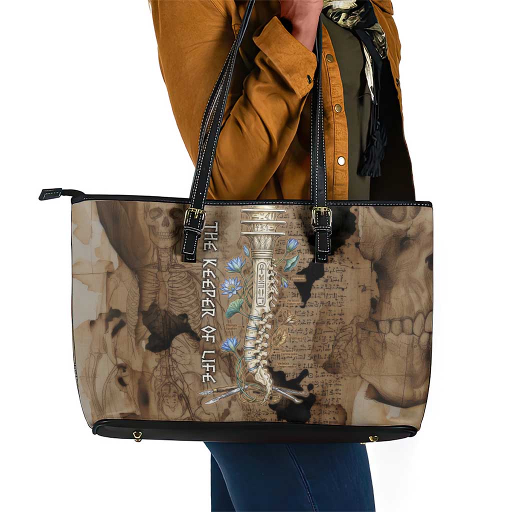 Imhotep Eye of Horus Leather Tote Bag Papyrus Scrolls Ancient Egyptian Medicine