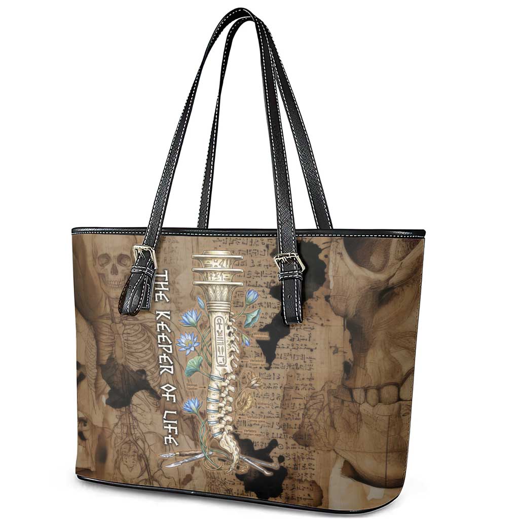 Imhotep Eye of Horus Leather Tote Bag Papyrus Scrolls Ancient Egyptian Medicine