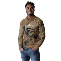 Imhotep Eye of Horus Long Sleeve Polo Shirt Papyrus Scrolls Ancient Egyptian Medicine