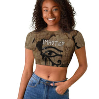 Imhotep Eye of Horus Raglan Cropped T shirt Papyrus Scrolls Ancient Egyptian Medicine