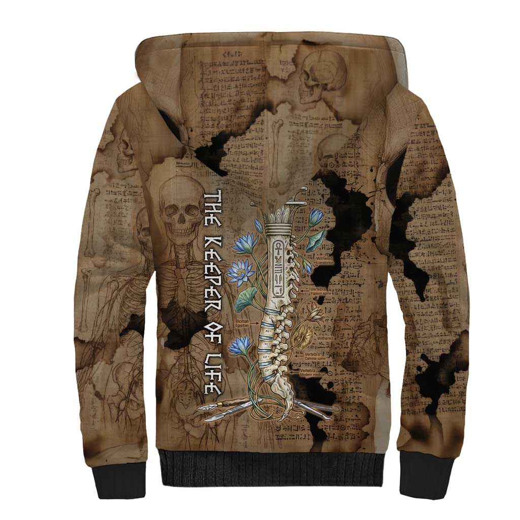 Imhotep Eye of Horus Sherpa Hoodie Papyrus Scrolls Ancient Egyptian Medicine