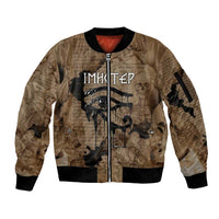 Imhotep Eye of Horus Sleeve Zip Bomber Jacket Papyrus Scrolls Ancient Egyptian Medicine