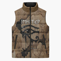 Imhotep Eye of Horus Sleeveless Puffer Jacket Papyrus Scrolls Ancient Egyptian Medicine