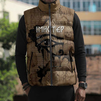 Imhotep Eye of Horus Sleeveless Puffer Jacket Papyrus Scrolls Ancient Egyptian Medicine