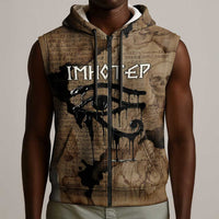 Imhotep Eye of Horus Sleeveless Zip Hoodie Papyrus Scrolls Ancient Egyptian Medicine