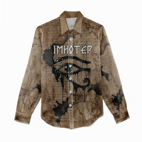 Imhotep Eye of Horus Women Casual Shirt Papyrus Scrolls Ancient Egyptian Medicine