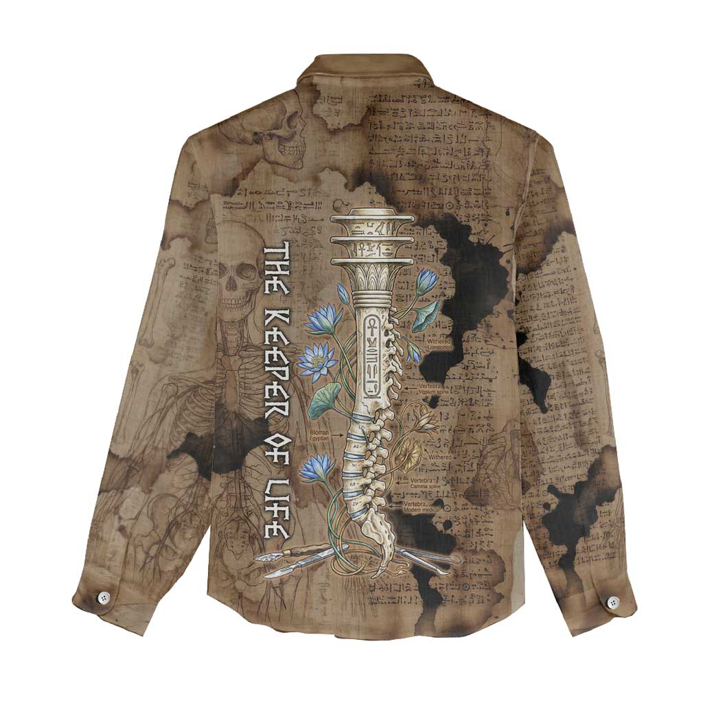 Imhotep Eye of Horus Women Casual Shirt Papyrus Scrolls Ancient Egyptian Medicine