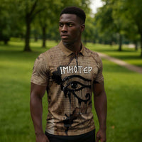 Imhotep Eye of Horus Zipper Polo Shirt Papyrus Scrolls Ancient Egyptian Medicine