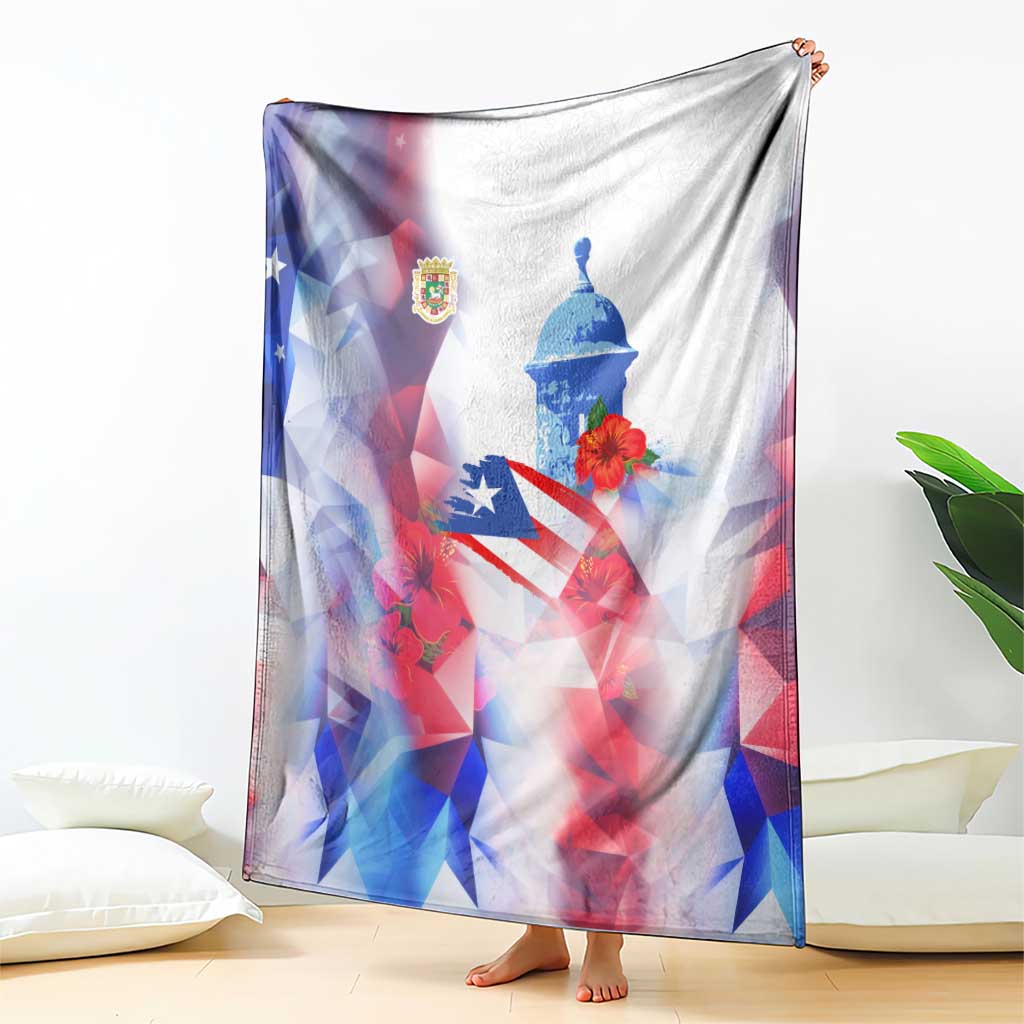 Puerto Rico Blanket with Coqui Frog, Hibiscus Flowers, and Flag Landmark Design - Wonder Print Shop