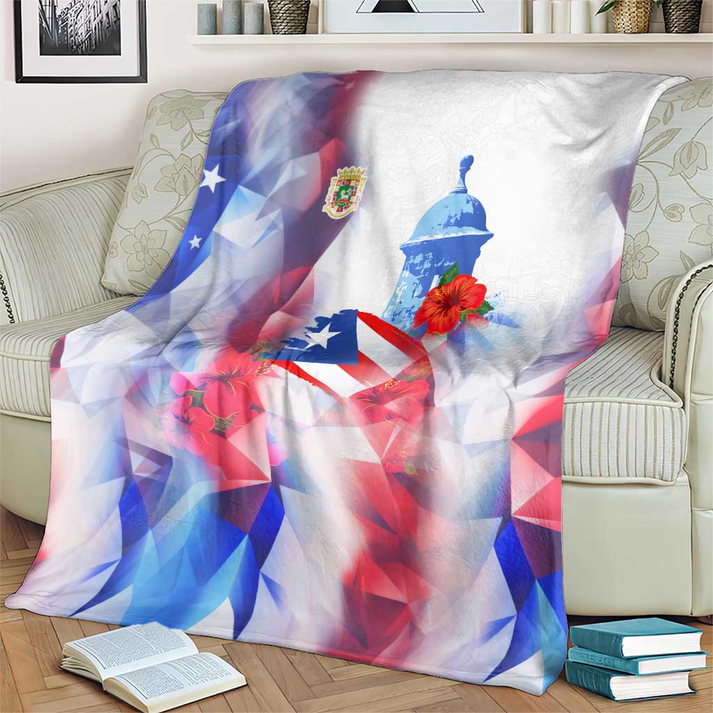 Puerto Rico Blanket with Coqui Frog, Hibiscus Flowers, and Flag Landmark Design - Wonder Print Shop
